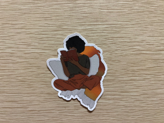 Cozy Reading Girl Sticker