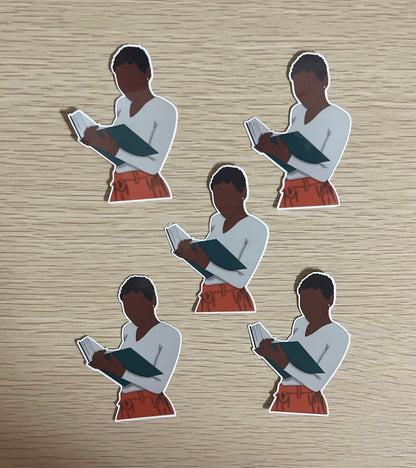 Fall Reading Girl Sticker