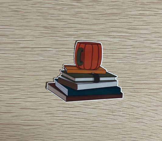 Pumpkin Mug with Books Sticker