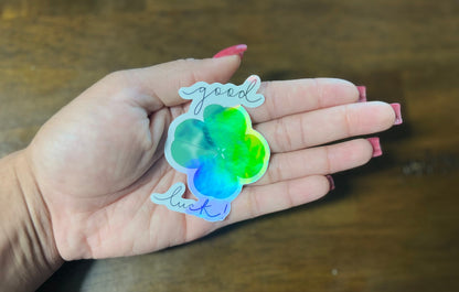 Holographic 4 Leaf Clover Good Luck Sticker