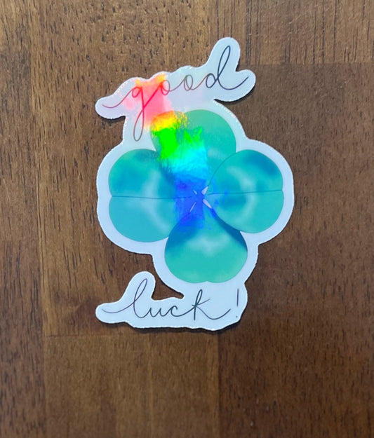 Holographic 4 Leaf Clover Good Luck Sticker