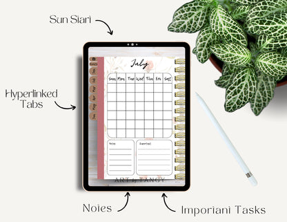 Undated Floral Yearly Digital Planner